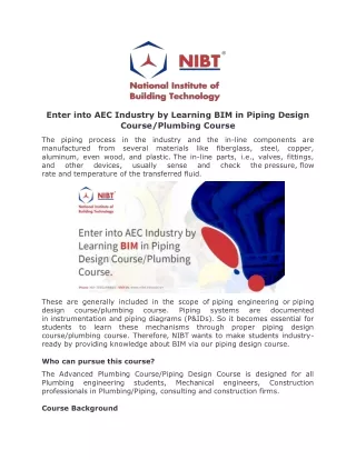 enter into aec industry by learning bim in piping