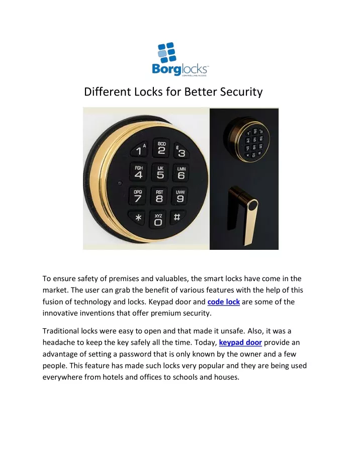 different locks for better security