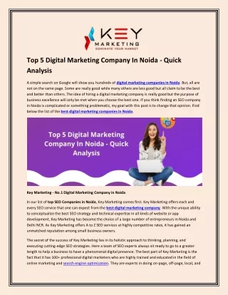 Top 5 Digital Marketing Company In Noida