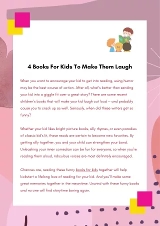 4 Books For Kids To Make Them Laugh