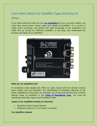 learn more about car amplifier types and class