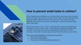 How to prevent small holes in clothes_