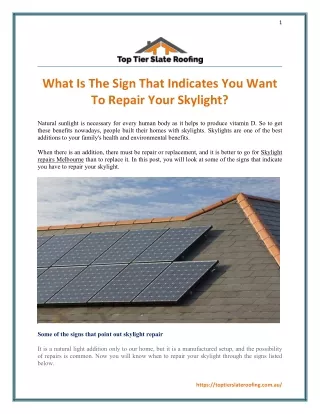 What Is The Sign That Indicates You Want To Repair Your Skylight