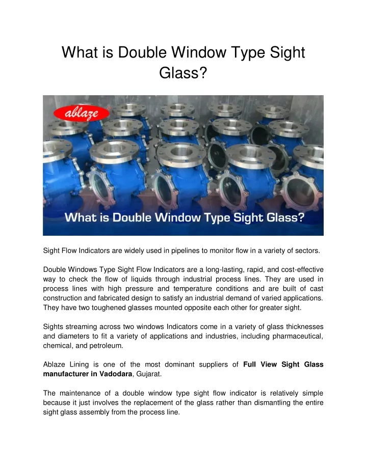 what is double window type sight glass