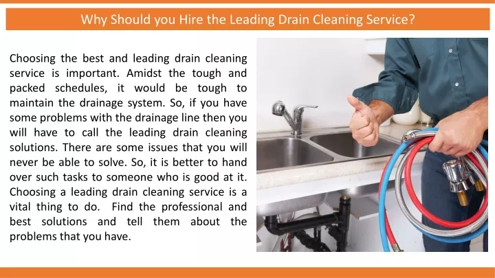 why should you hire the leading drain cleaning