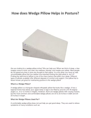 how does wedge pillow helps in posture