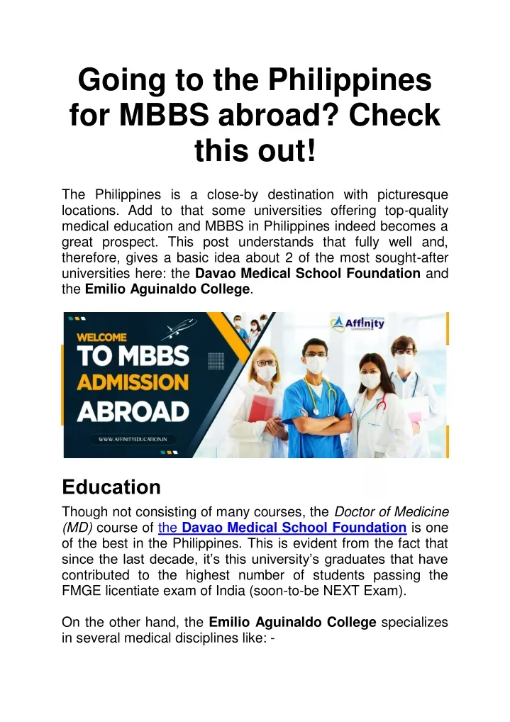 going to the philippines for mbbs abroad check