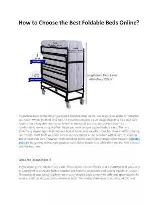 how to choose the best foldable beds online