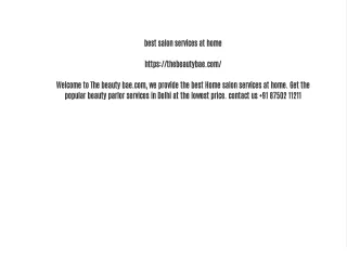 best salon services at home
