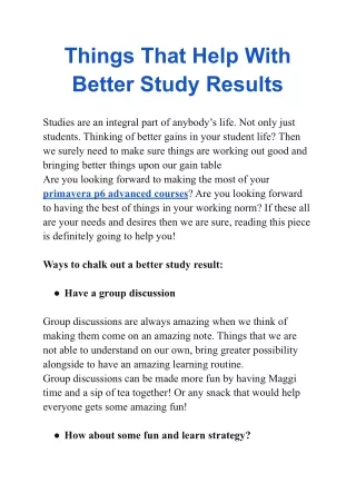 Things That Help With Better Study Results