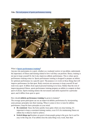 _The real purpose of sports performance training