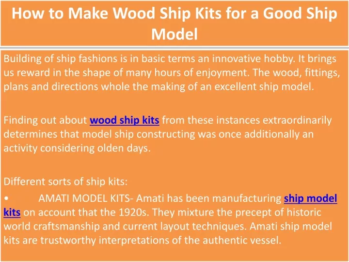 how to make wood ship kits for a good ship model