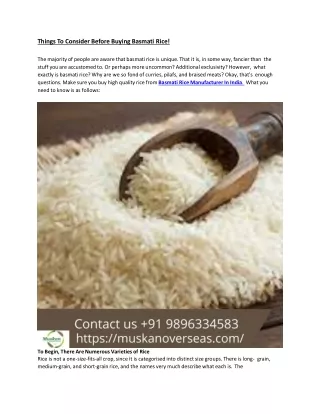 Things To Consider Before Buying Basmati Rice