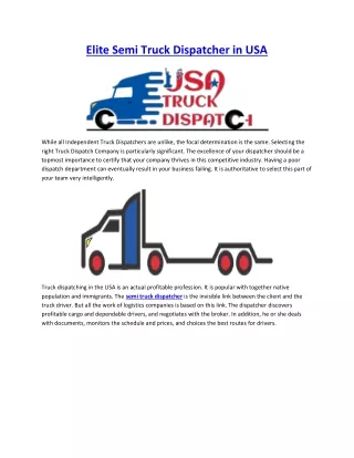 Elite Semi Truck Dispatcher in USA