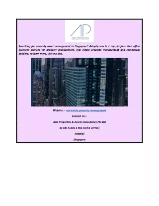 Real Estate Property Management  Asiapty.com
