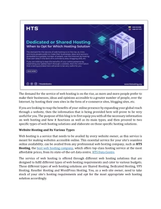 the demand for the service of web hosting