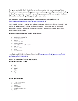 the system on module som market report provides
