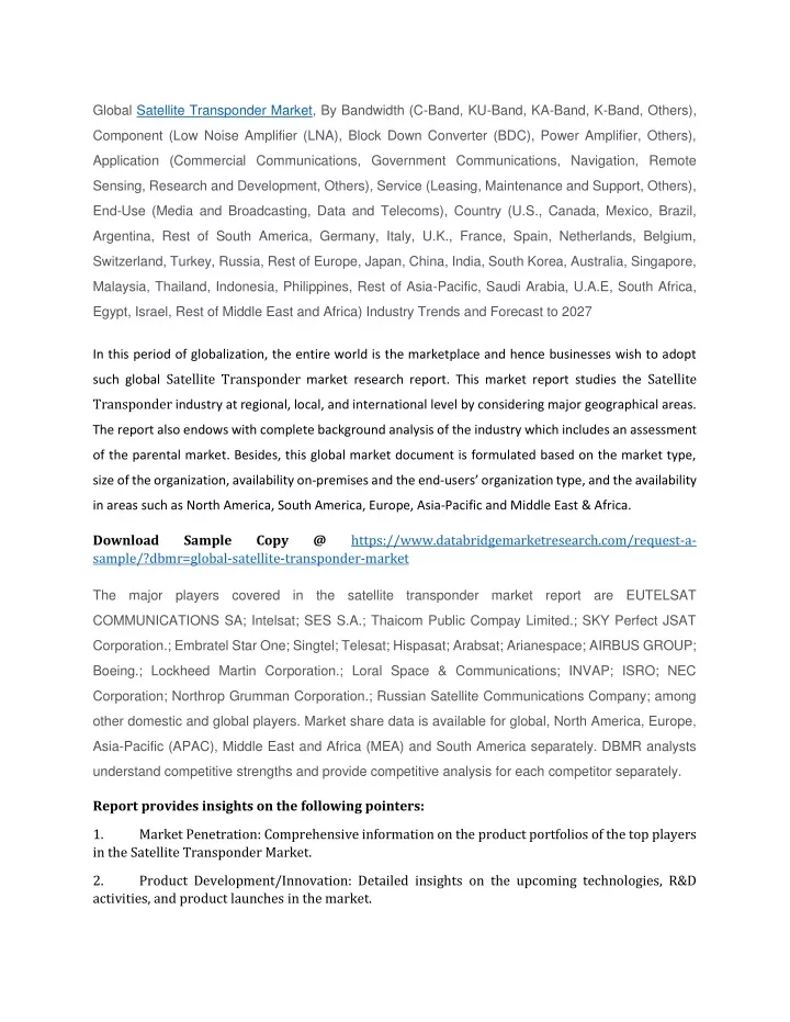 global satellite transponder market by bandwidth