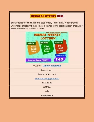 Lottery Ticket India | buykeralalotteryonline.in