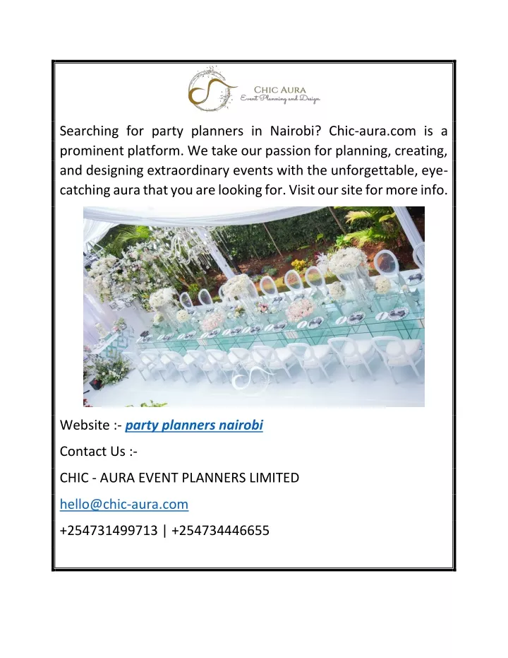 searching for party planners in nairobi chic aura