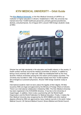 the kiev medical university or the kiev medical