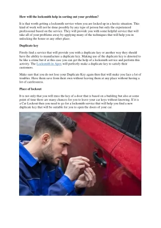 how will the locksmith help in sorting out your