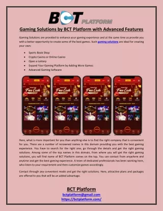 gaming solutions by bct platform with advanced