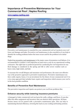 Importance of Preventive Maintenance For Your Commercial Roof  Naples Roofing-converted