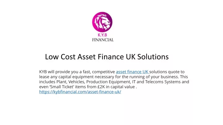 low cost asset finance uk solutions