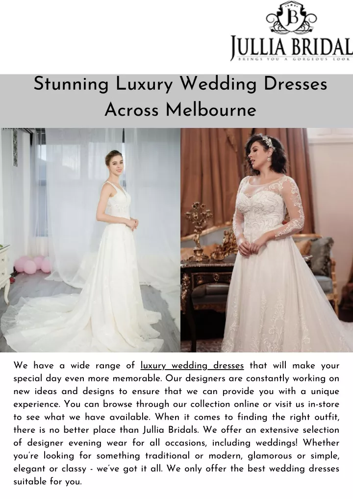 stunning luxury wedding dresses across melbourne