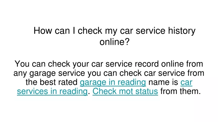 can i get my car service history online