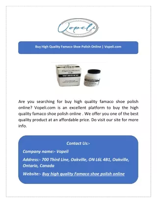 Buy High Quality Famaco Shoe Polish Online | Vopeli.com