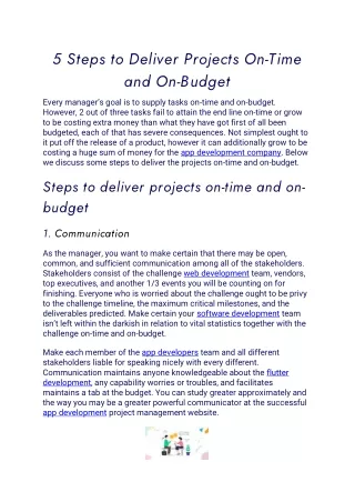 5 steps to deliver projects on time and on budget