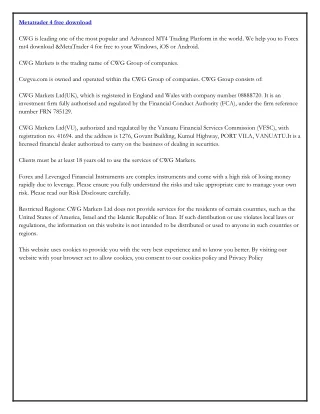 metatrader 4 free download cwg is leading