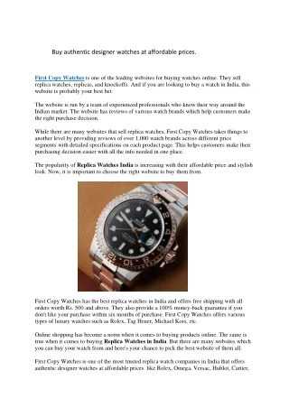Buy authentic designer watches at affordable prices.