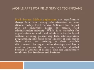Mobile Apps for Field Service Technicians