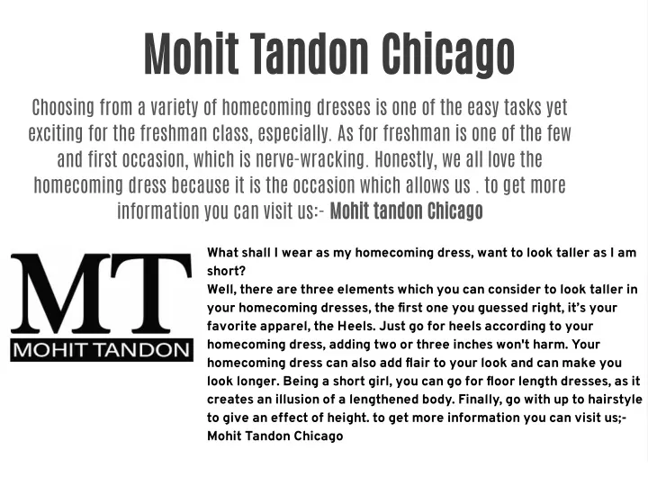 mohit tandon chicago choosing from a variety