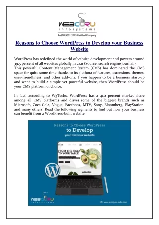 reasons to choose wordpress to develop your