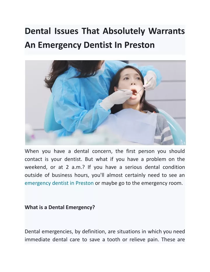 dental issues that absolutely warrants