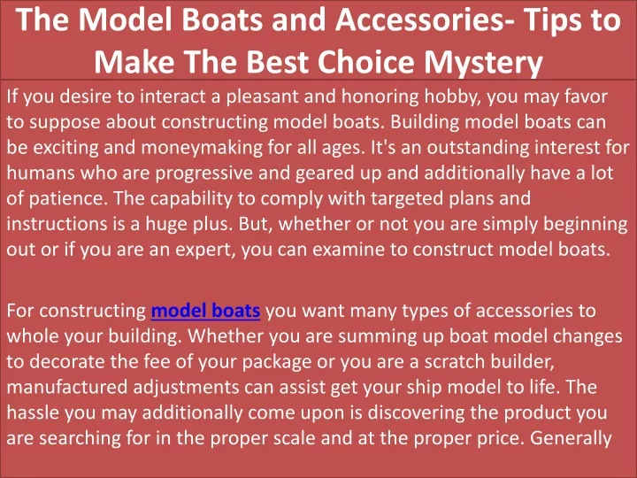 the model boats and accessories tips to make the best choice mystery