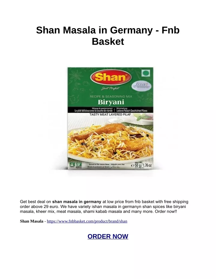 shan masala in germany fnb basket