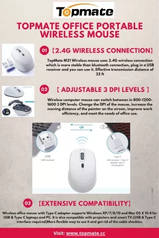 TopMate Office portable wireless Mouse.