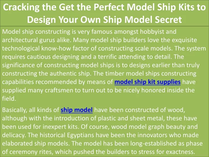 cracking the get the perfect model ship kits to design your own ship model secret