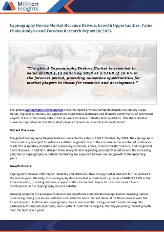 capnography device market revenue drivers growth
