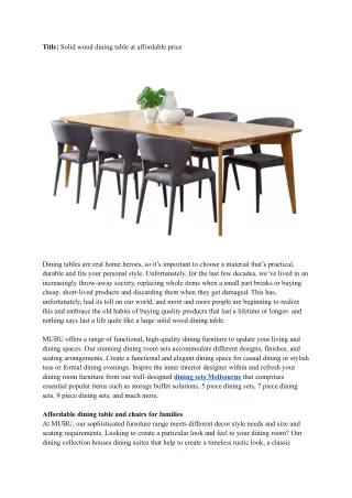 title solid wood dining table at affordable price