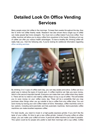 Detailed Look On Office Vending Services