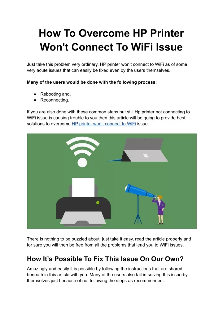 how to overcome hp printer won t connect to wifi