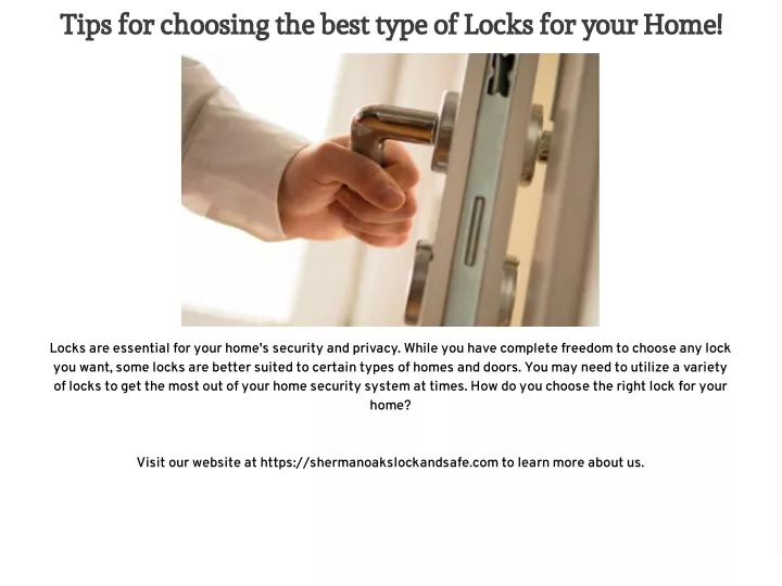 tips for choosing the best type of locks for your