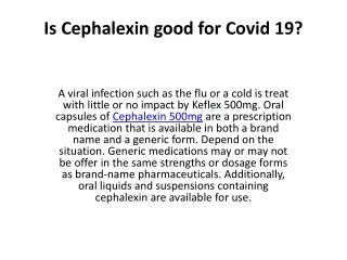 is cephalexin good for covid 19