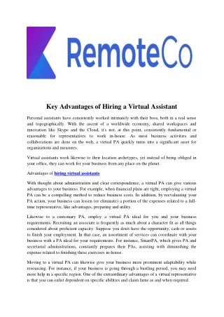 key advantages of hiring a virtual assistant